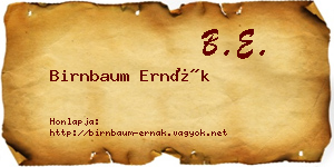 Birnbaum Ernák névjegykártya